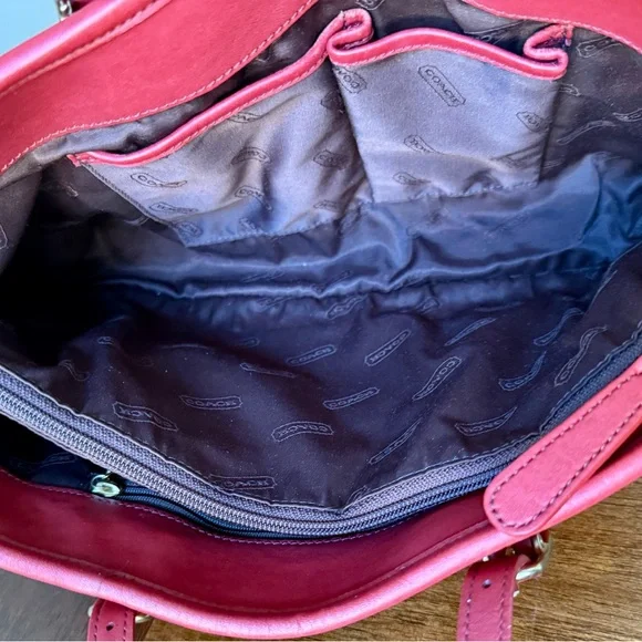 Vintage Coach Legacy Shopper Tote Glove Tanned Leather Red - Picture 14 of 16